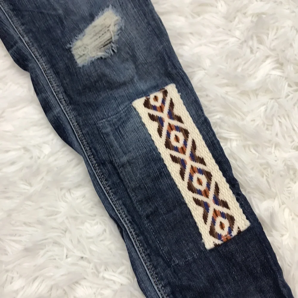 Free People Distressed Patchwork Jeans